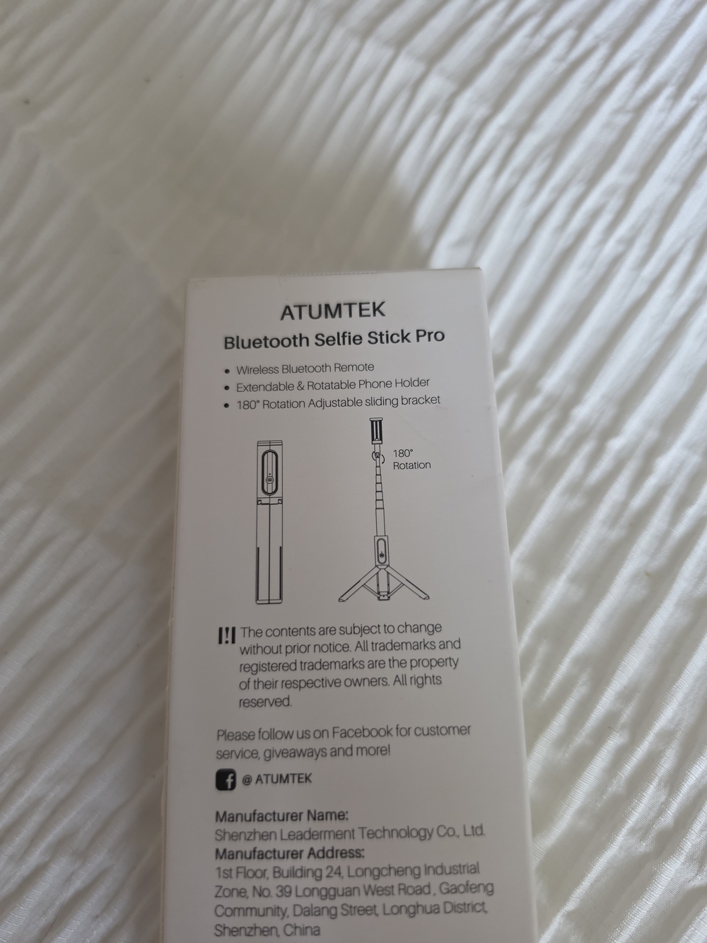 Atumtek Bluetooth Selfie Stick- New In Box - Picture 2 of 3